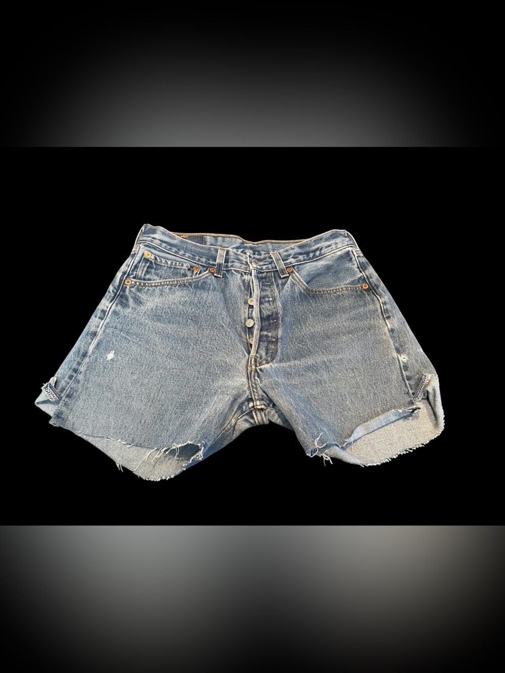 Vntg 32” Levi's Light Blue Distressed‎ Denim Cutoff Shorts